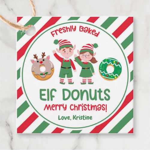 Christmas North Pole Elf Donuts Gift Favor Tags