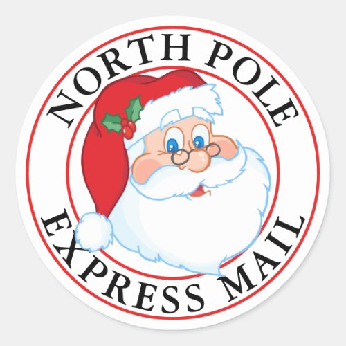 Christmas North Pole Express Mail Santa Classic Round Sticker