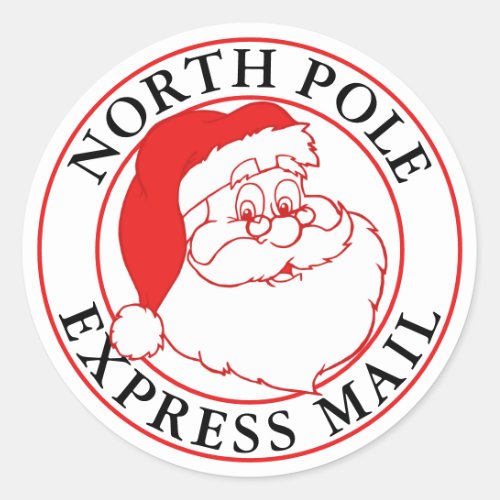 Christmas North Pole Express Mail Santa Classic Round Sticker