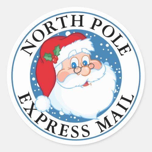 Christmas North Pole Express Mail Santa Classic Round Sticker