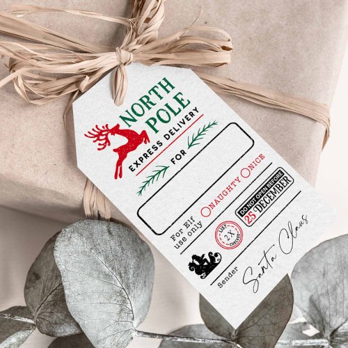  Christmas North Pole Express Nice list approved Gift Tags