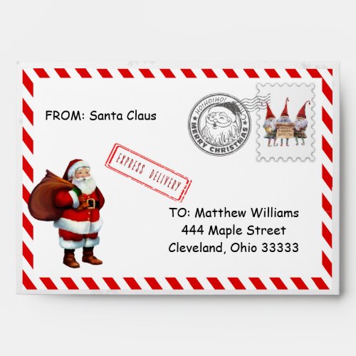 Christmas North Pole Mail Envelope