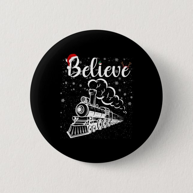 Christmas North Pole Polar Express All Abroad Xmas Button (Front)