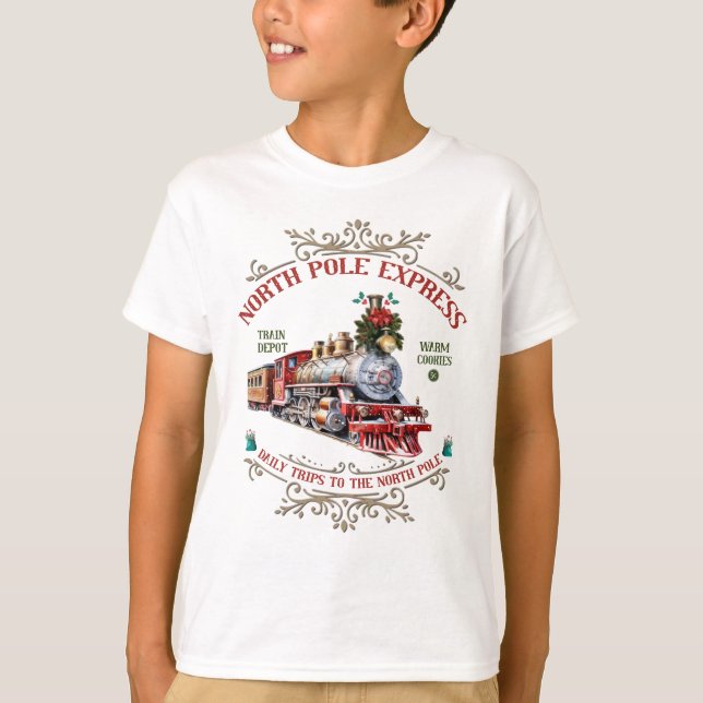 Christmas North Pole Polar Express All Abroad Xmas T-Shirt (Front)