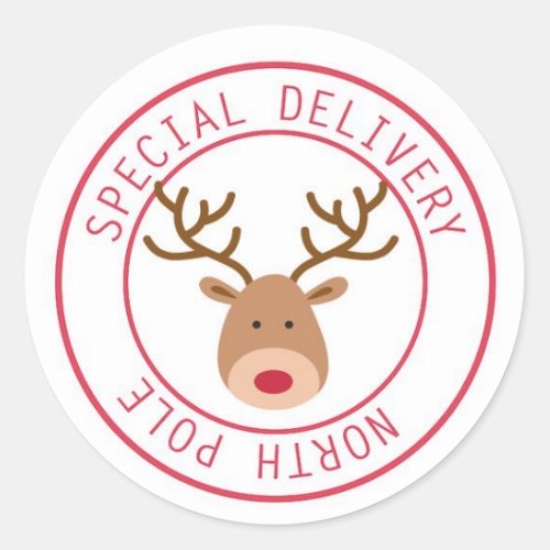 Christmas North Pole Reindeer  Classic Round Sticker
