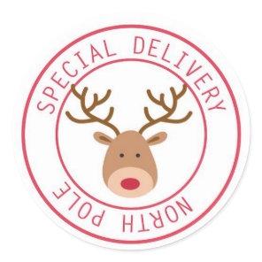 Christmas North Pole Reindeer  Classic Round Sticker