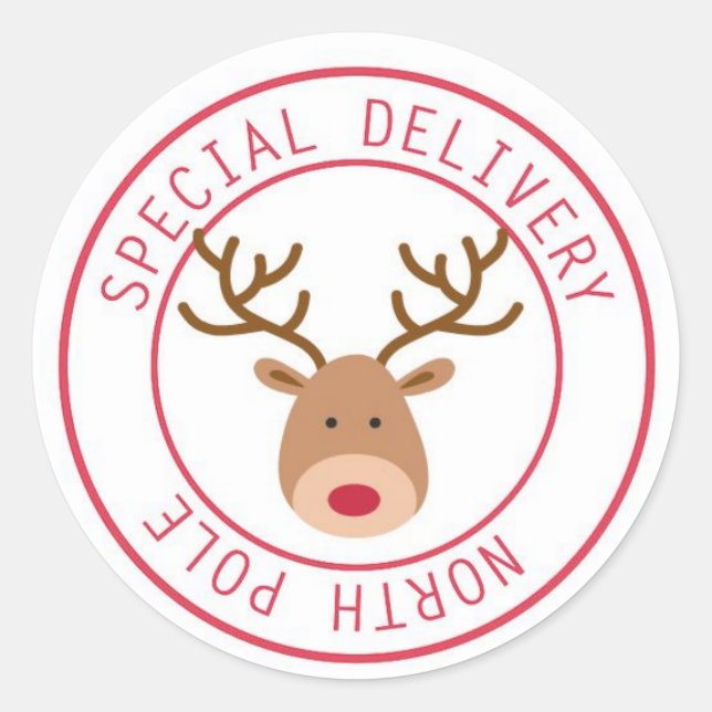 Christmas North Pole Reindeer  Classic Round Sticker (Front)
