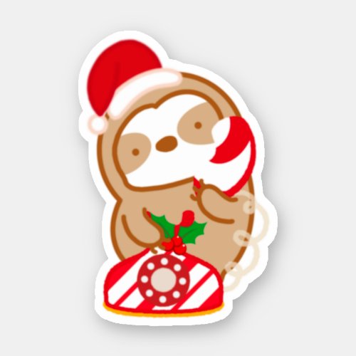Christmas North Pole Santa Phone Sloth Sticker
