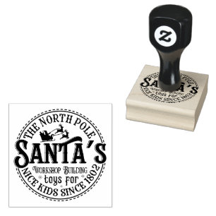 Christmas North Pole Santa's Workshop Rubber Stamp