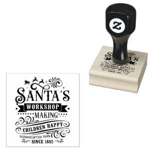 Christmas North Pole Santa's Workshop Rubber Stamp