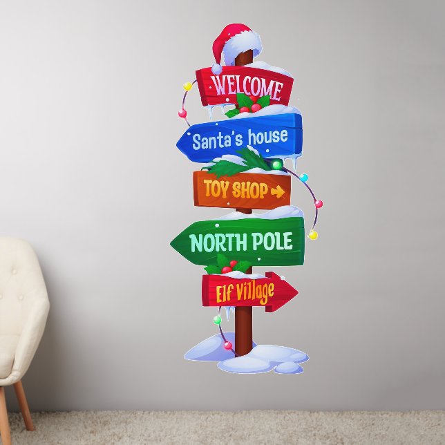 Christmas North Pole Sign Board Wall Decal (Living Room 2)