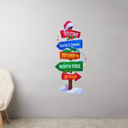 Christmas North Pole Sign Board Wall Decal
