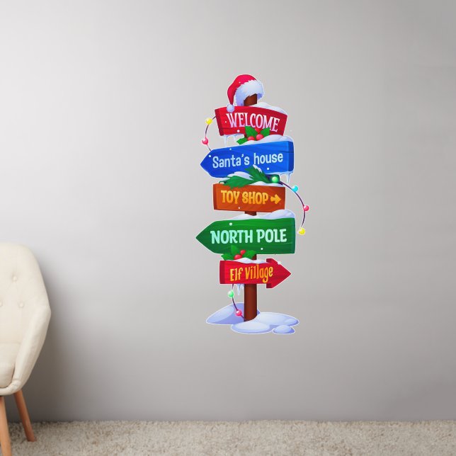 Christmas North Pole Sign Board Wall Decal (Living Room 2)