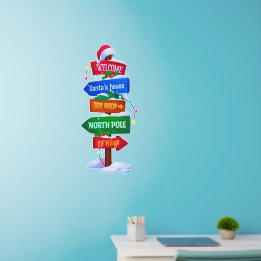 Christmas North Pole Sign Board Wall Decal