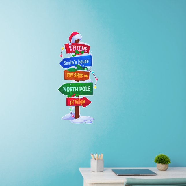 Christmas North Pole Sign Board Wall Decal (Home Office)