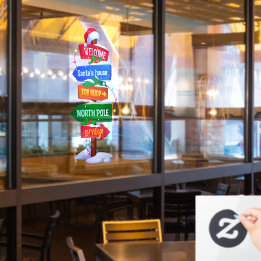 Christmas North Pole Sign Board Window Cling