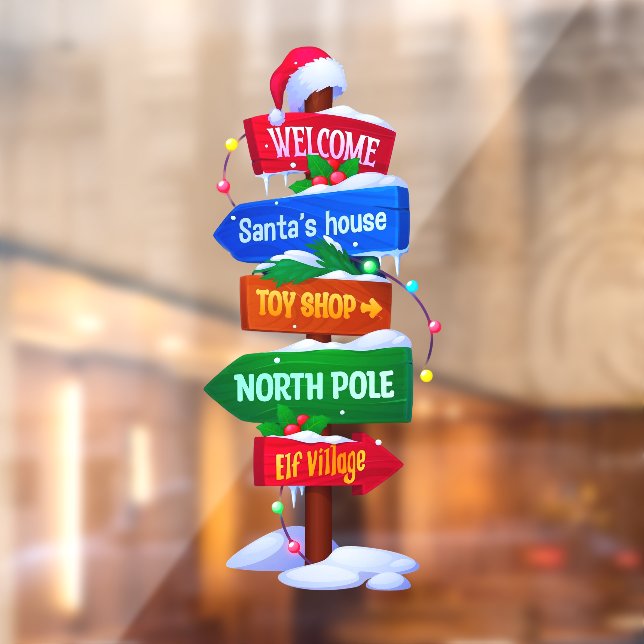 Christmas North Pole Sign Board Window Cling (Sheet 2)