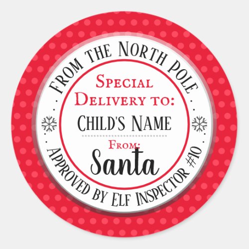 Christmas North Pole Workshop Custom Name Classic Round Sticker