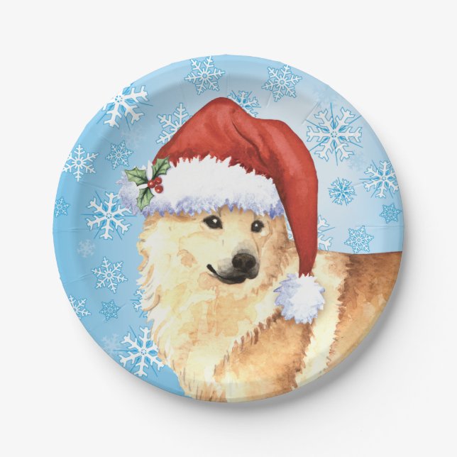 Christmas Norwegian Buhund Paper Plates (Front)