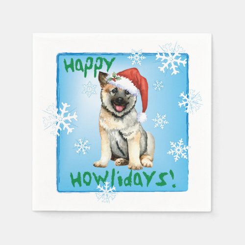 Christmas Norwegian Elkhound Napkins