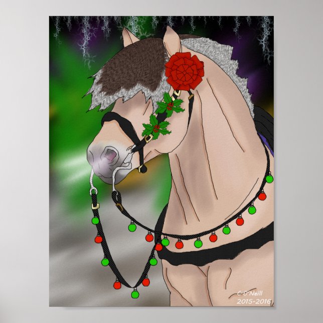 Christmas Norwegian Fjord Horse Poster (Front)