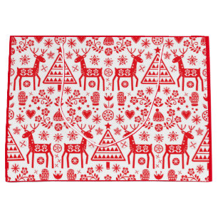 CHRISTMAS NORWEGIAN REINDEER PATTERN GIFT BAG