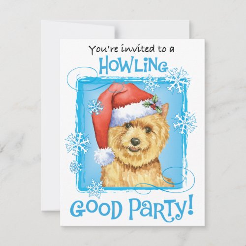 Christmas Norwich Terrier Holiday Invitation