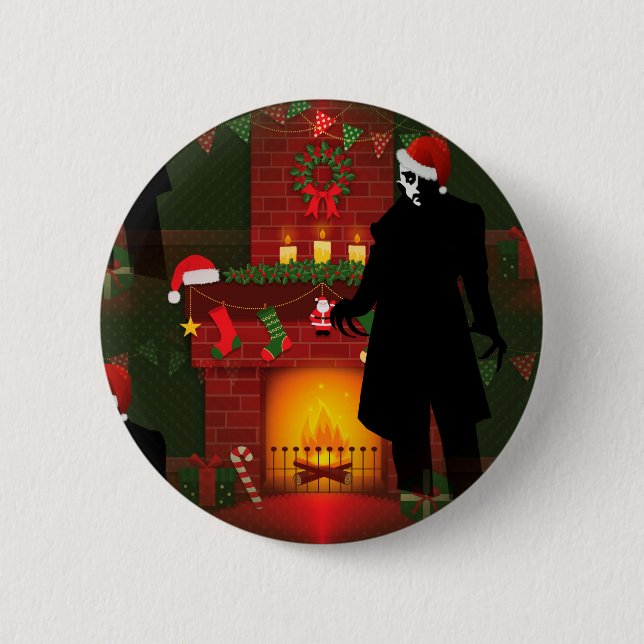christmas nosferatu pinback button (Front)