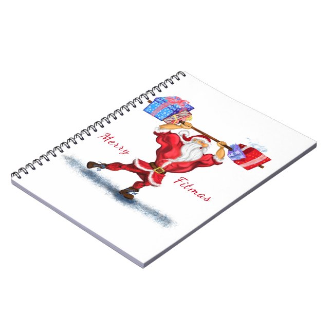 Christmas Notebook Bodybuilder Santa with Gifts (Left Side)