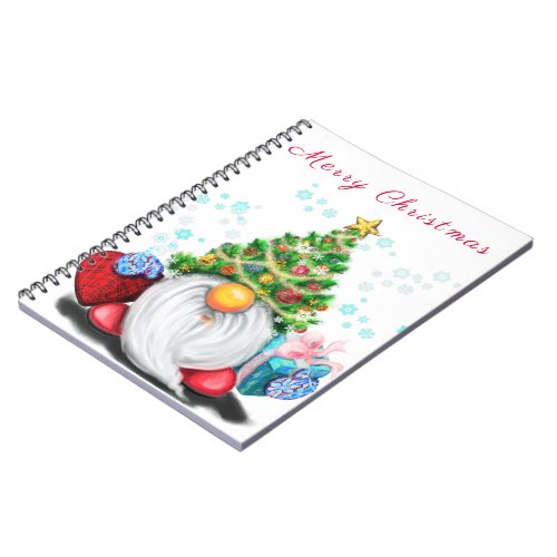 Christmas Notebook Gnome with Gifts