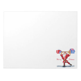 Christmas Notepad Bodybuilder Santa with Gift Fun