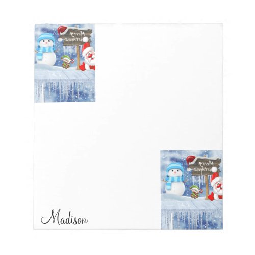 Christmas Notepad Santa Snowman