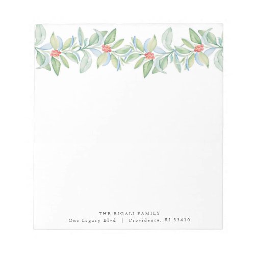 Christmas Notepads Watercolor Red  Green Berries