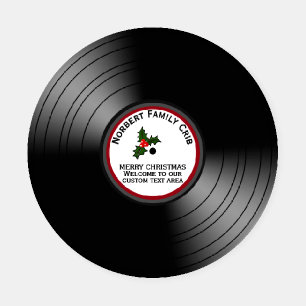 Christmas Novelty Vinyl Record 3 Custom Text Areas Coaster Set