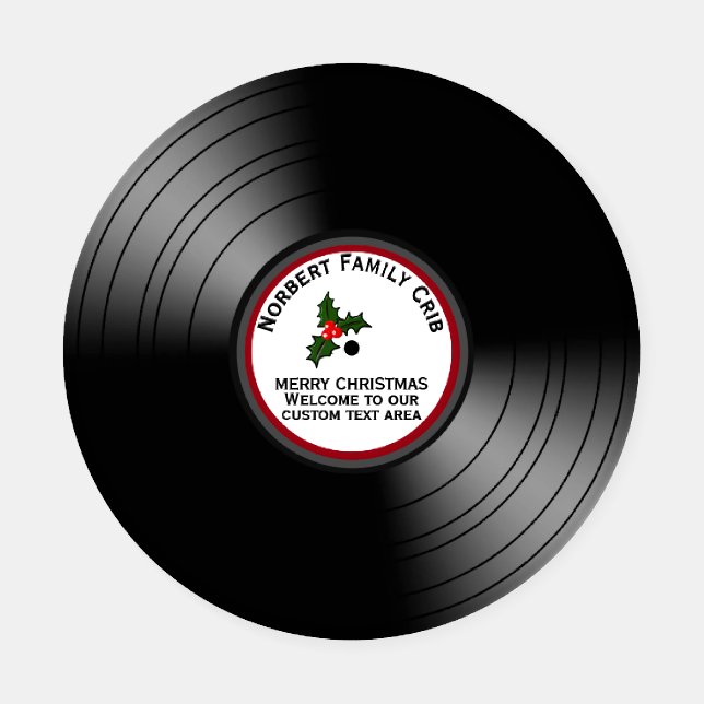 Christmas Novelty Vinyl Record 3 Custom Text Areas Coaster Set (Single)