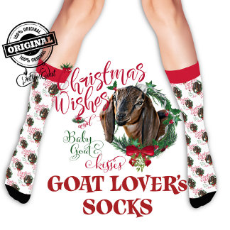 Christmas Nubian Doeling Baby Goat Wishes Socks