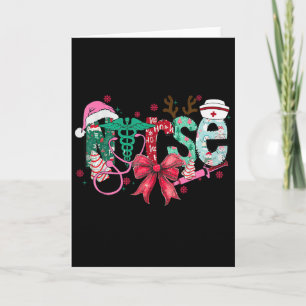 Christmas Nurse Coquette Bow Stethoscope Er Rn Icu Card
