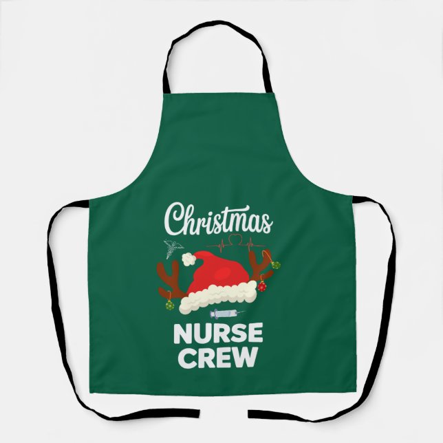 Christmas Nurse Crew Santa Hat Xmas Apron (Front)