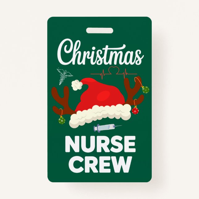 Christmas Nurse Crew Santa Hat Xmas Badge (Front)