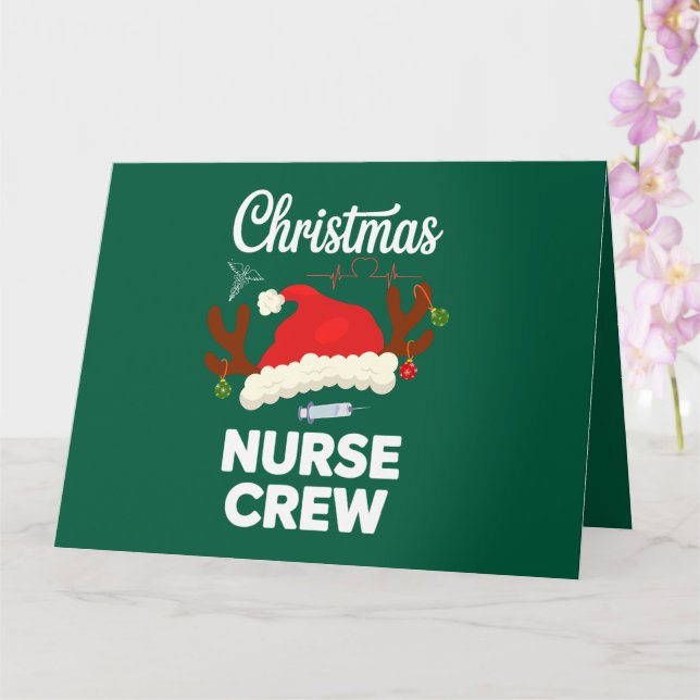 Christmas Nurse Crew Santa Hat Xmas Card (Orchid)