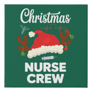 Christmas Nurse Crew Santa Hat Xmas Faux Canvas Print