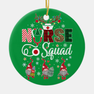 Christmas Nurse Crew Squad Xmas Nursing Pajamas Ceramic Ornament