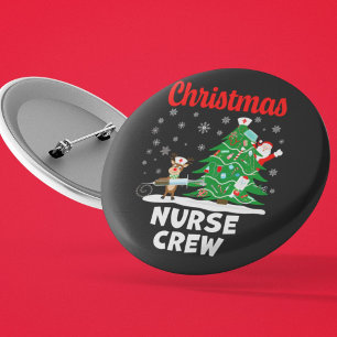 Christmas Nurse Crew with Santa and Reindeer Button