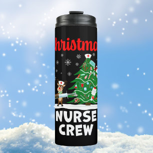 Christmas Nurse Crew with Santa and Reindeer Thermal Tumbler