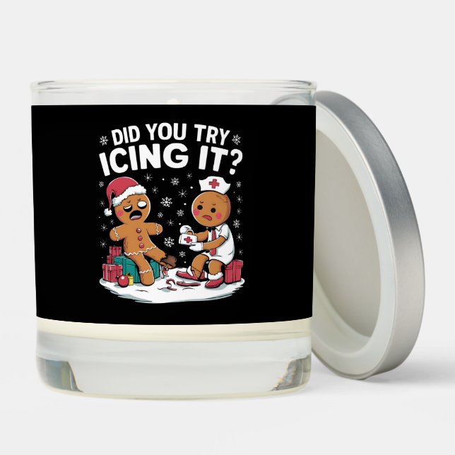 Christmas Nurse Did You Try Icing It Gingerbread  Scented Candle (Lid)