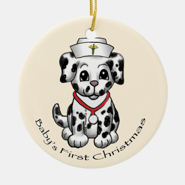 Christmas Nurse Dog ornament (Front)