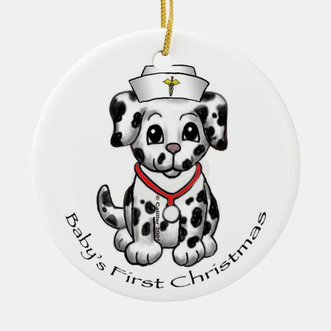 Christmas Nurse Dog ornament (Front)