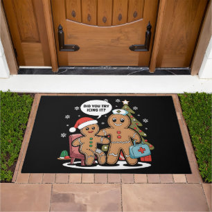 Christmas Nurse Gingerbread Man Did You Try Icing  Doormat