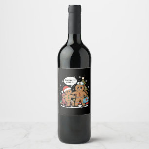 Christmas Nurse Gingerbread Man Did You Try Icing  Wine Label