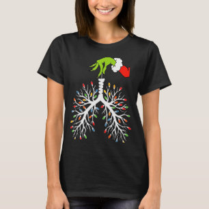 Christmas Nurse Lung Xmas Lights Funny Pulmonologi T-Shirt